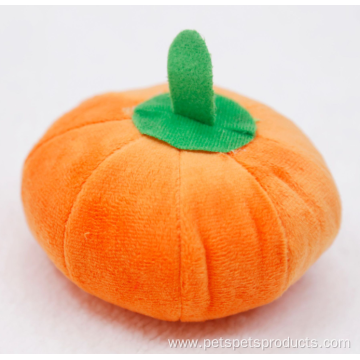 Plush pumpkin shape interactive squeaky dog chew toy